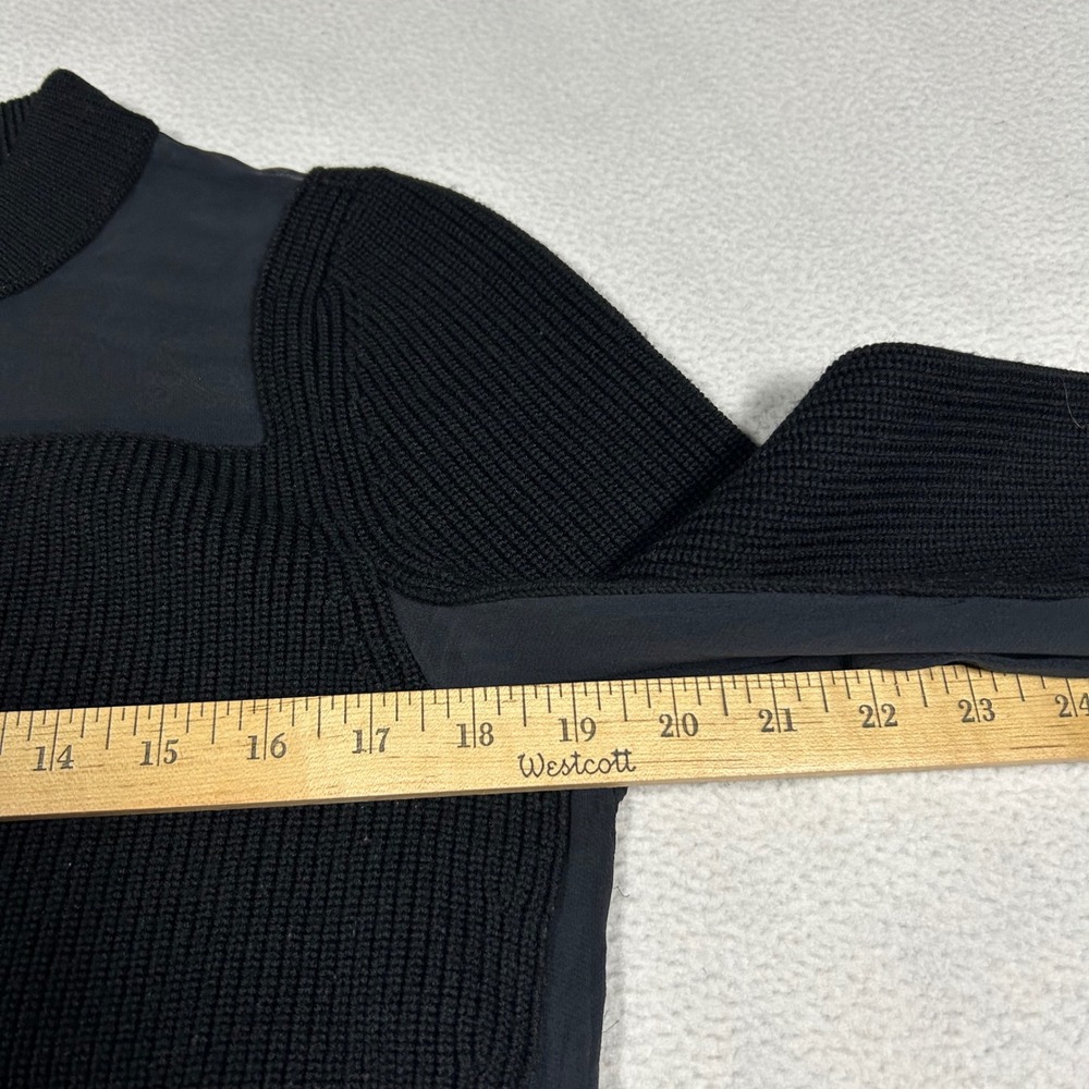 Rag & Bone Sweater Womens Medium Black Merino Wool Silk Sheer Panel Ribbed Knit - Picture 4 of 5